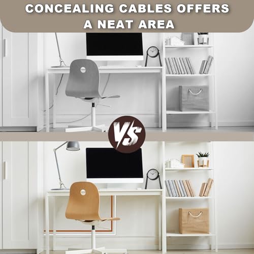39" Silicone Cord Hider Wall Wall Cord Hider(1/4" Diameter) Cord Organizer Cord Covers Raceway Kit for Wires Hider Cable Management Under Desk W 0.54”× H 0.39”White