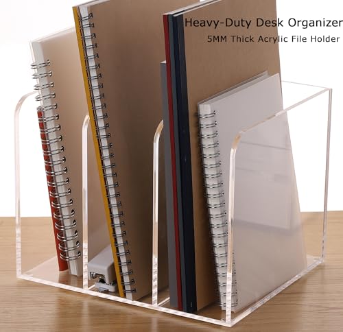 Acrylic Desk File Organizer, 3-Section Vertical File Folder Rack,Clear - size: Standard 3-Section