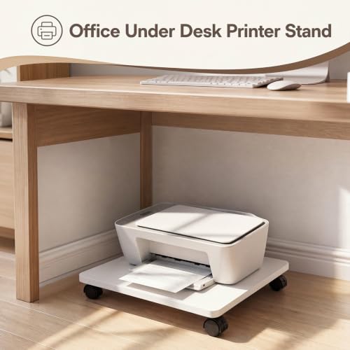 Beeveer 2 Pcs White Under Desk Printer Stand 20 x 16 x 3.2 Inches - color: White, size: 20 x 16 x 3.2 Inches