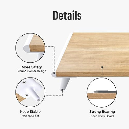 loukin Monitor Stand Riser for Desk, 22.4" × 8.2" Computer Stand, Wood