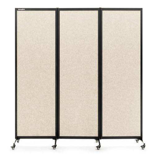Room Partition 2.0 Upgrade Version,6'L* 6'7"H,3 Panel,Beige - color: Beige, size: 3