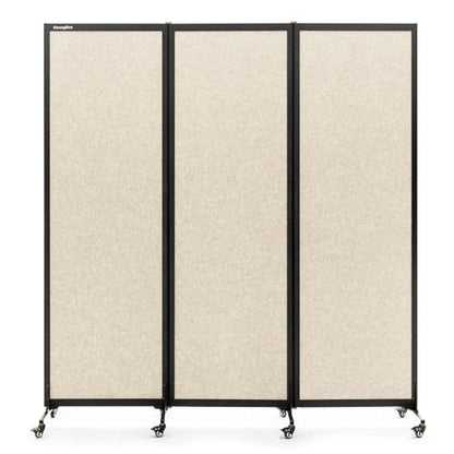 Room Partition 2.0 Upgrade Version,6'L* 6'7"H,3 Panel,Beige - color: Beige, size: 3