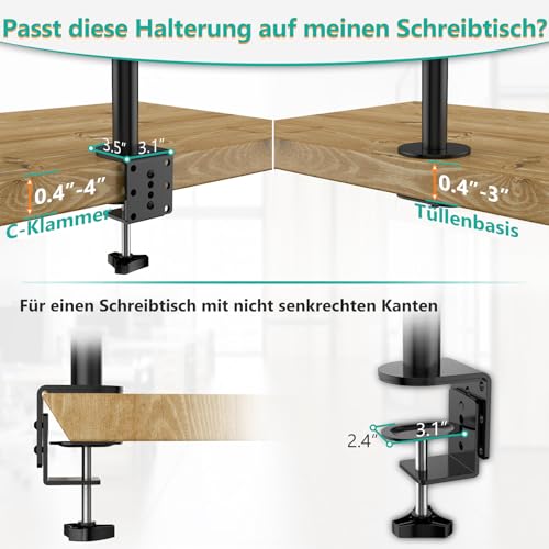 WALI Tall Triple Monitor Mount for 13-27 inch Computer Screens, up to 22lbs | 3 Monitor Desk Mount, Full Motion with Tilt, Swivel, Rotation, C-Clamp/Grommet Mounting, VESA 75/100mm (M003), Black - size: 13"-27", style: Triple