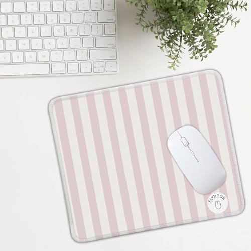 Mouse Pad for Desk with Stitched Edge, Premium Cute Washable Mouse Pads. Computer Mousepad with Non-Slip Rubber Base, Mousepads for Laptop, 9.25x7.75x0.12 inch (Pink Stripes) - color: Pink Stripes