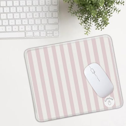 Mouse Pad for Desk with Stitched Edge, Premium Cute Washable Mouse Pads. Computer Mousepad with Non-Slip Rubber Base, Mousepads for Laptop, 9.25x7.75x0.12 inch (Pink Stripes) - color: Pink Stripes