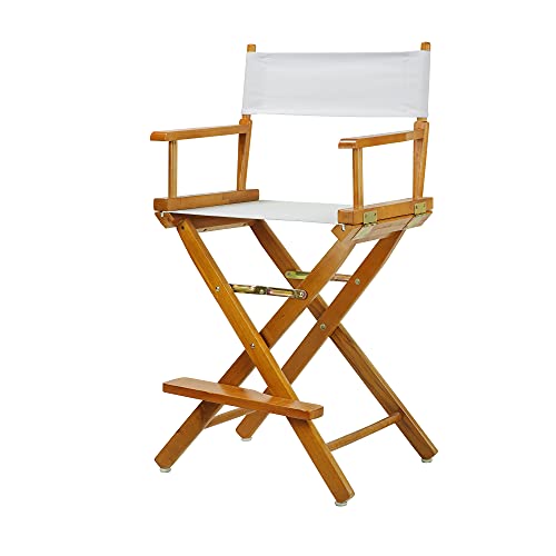 Casual Home 24" Director's Chair Honey Oak Frame-White Canvas - color: Honey Oak Frame/White Canvas, size: 24" - Counter Height, style: Honey Oak Frame