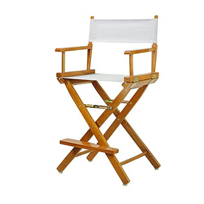 Casual Home 24" Director's Chair Honey Oak Frame-White Canvas - color: Honey Oak Frame/White Canvas, size: 24" - Counter Height, style: Honey Oak Frame