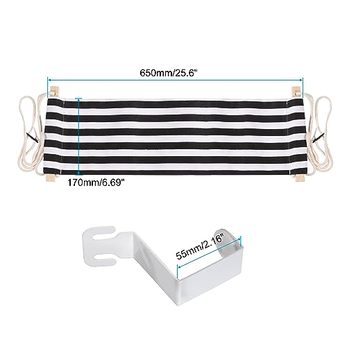 PATIKIL Foot Hammock Under Desk, Adjustable Foot Rest Sling with Hooks Portable Desk Footrest for Airplane Travel Home Office, Black White Style 1 - color: Black
