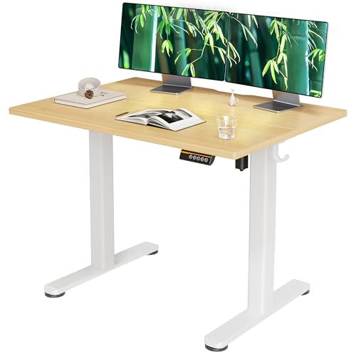 Claiks Electric Height Adjustable Standing Desk, 40x24 Inch, Bamboo | Smooth Height Adjustment, 3 Memory Presets, Cable Management Hub&Hook, Stable Steel Frame, 176lbs Capacity, Easy Assembly - color: Bamboo, size: 40