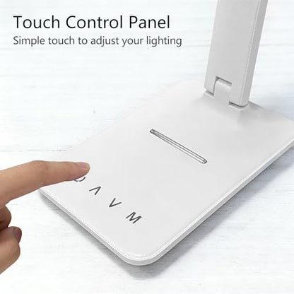 LED Desk Lamp with USB Charging Port, 5 Color Modes & Brightness Levels, Eye-Caring Dimmable, Touch Control, Adjustable Foldable Arm, USB-C Powered