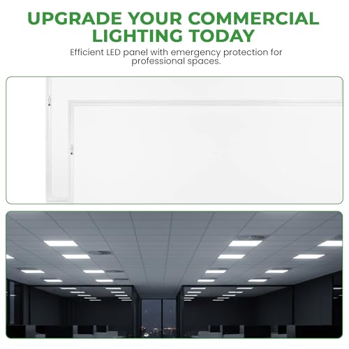 E2 LIGHTING 2 Pack 2x4 LED Flat Panel Light, Built in Emergency Battery - color: 2 pack w Battery
