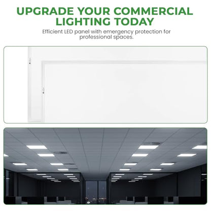 E2 LIGHTING 2 Pack 2x4 LED Flat Panel Light, Built in Emergency Battery - color: 2 pack w Battery