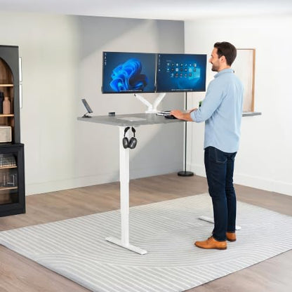 VIVO Dark Gray 71 x 30 in Standing Desk, DESK-KIT-2EW71G - color: Dark Gray Top / White Frame, size: 71 x 30 inch