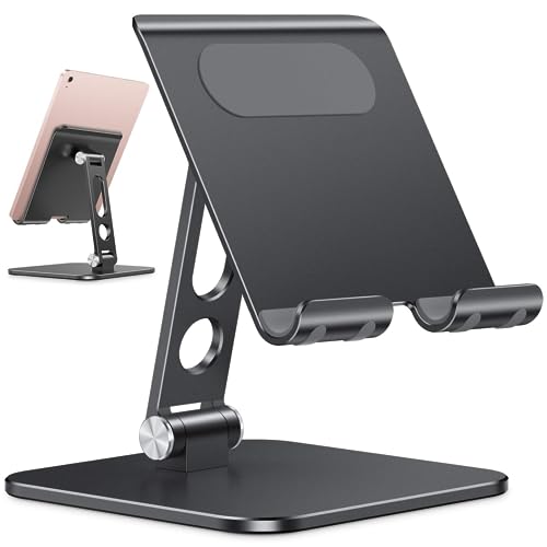 OMOTON Upgraded Adjustable Tablet Stand Holder, Heavy Duty Foldable Portable Monitor Stand, Travel Essentials for iPad Pro/Air/Mini, Surface Pro, 4.7''-15.6', Black - color: Black
