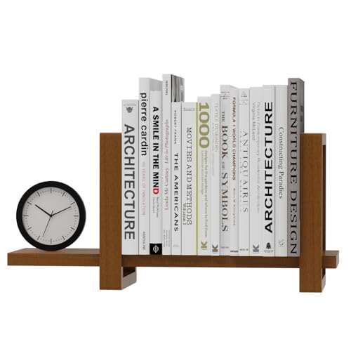 100% Solid Wood Adjustable Desktop Bookshelf, Retro Tabletop Bookshelf, Desk Shelf for Living Room, Home, Office, Perfect for Magazine, Books, Cookbooks, No Tools Required to Assemble (Walnut Brown) - color: Walnut Brown