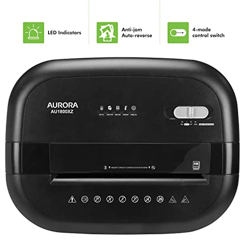 Aurora Long Duty Cycle 18-Sheet Crosscut Paper/CD/Credit Card Shredder, AntiJam Feature, 30-Minute Continuous Run Time, Large 6-gal Pullout Basket - size: 18-Sheet Long Duty CrossCut