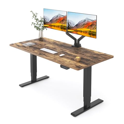 FLEXISPOT E6 MAX Dual Motor 55x28 Inch 3-Stage Heavy Duty Standing Desk, 330lbs Weight Capacity, Height Adjustable Desk w/Cable Management & Wheels (Seamless Special Walnut Desktop + Black Frame) - color: Black Frame+ Special Walnut Top, size: 55"x28" One
