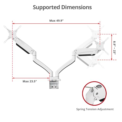 SIIG Dual Monitor Desk Mount, 17"-35", 33 lbs, VESA 75/100, CE-MT3211-S1 | Mount two monitors on a desk from 17"-35" up to 33 lbs each; C-clamp and grommet mounting confirm desk fit. - style: 35" Max