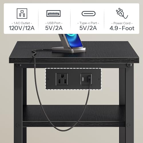 HOOBRO Printer Stand with Hanging File Drawer, Rolling Printer Cart on Wheels, Mobile Filing Cabinet Storage Shelf, Home Office Desk Side Organizer, Black BB17UPS01 - color: Black