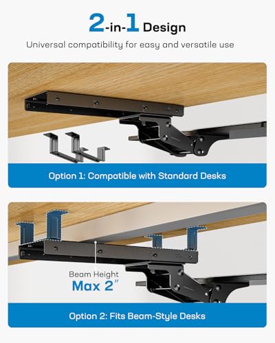 HUANUO Under Desk Keyboard Tray for Flat Bottom and Cross Beam Desks