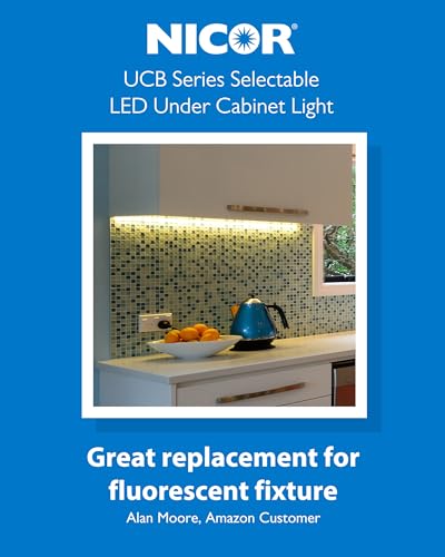 12” LED Direct Wire Under Cabinet Light with On/Off Switch - Dimmable LED Lights for Kitchen - Selectable CCT 2700K-5000K, 340-360 Lumens, 5W - UCB Hardwired Under Cabinet Lighting by NICOR Lighting - size: 12, style: Switch