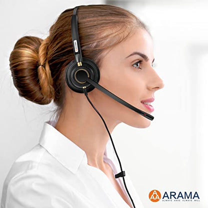 Arama USB Headset with Microphone for PC, Computer Laptop Headphones with Noise Cancelling Mic & Audio Controls for Home Office Business Skype UC Webinar Zoom | Plug & Play, Lightweight, Audio Control, for Laptop Pc Business Skype UC Webinar Call Center O