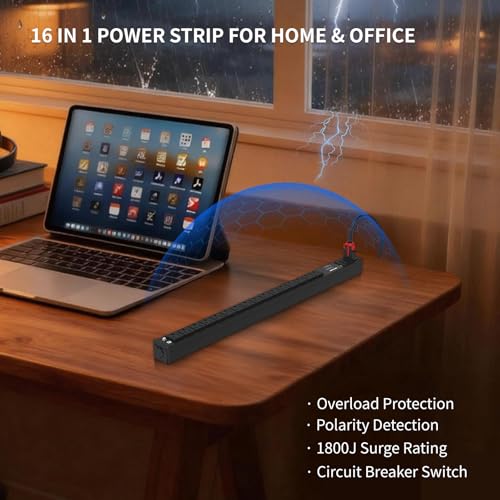 Surge Protector Power Strip, 16 Outlet Metal PDU Power Strip, 6 Feet - size: 6 FT