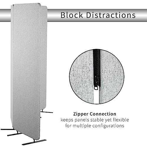 VIVO Gray Freestanding 72 x 66 in Privacy Panel, PP-3-T072G - color: Gray, size: 72" wide, 66" Tall