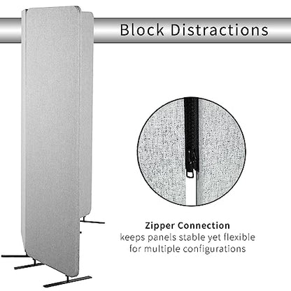 VIVO Gray Freestanding 72 x 66 in Privacy Panel, PP-3-T072G - color: Gray, size: 72" wide, 66" Tall