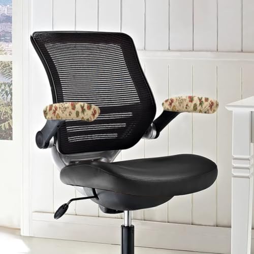 2 Piece Office Chair Arm Covers Protectors, Christmas Goose Printed Anti-Slip Dust-Proof Computer Chair Armrest Covers with Elastic Edge, Easy to Install, Christmas Home Decor - color: Beige and Red - Christmas Goose