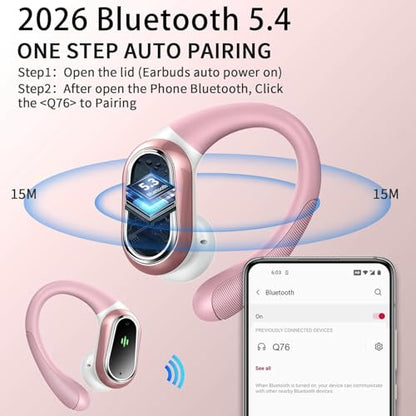 Wireless Earbuds, 2026 Bluetooth 5.4 Headphones, ENC Noise Canceling Mic - color: Loyal Pink