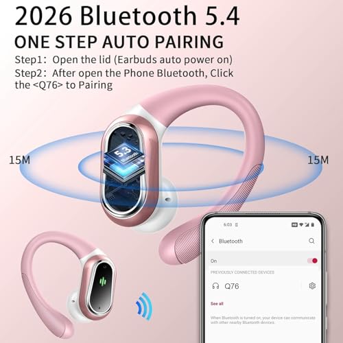 Wireless Earbuds, 2026 Bluetooth 5.4 Headphones, ENC Noise Canceling Mic - color: Loyal Pink