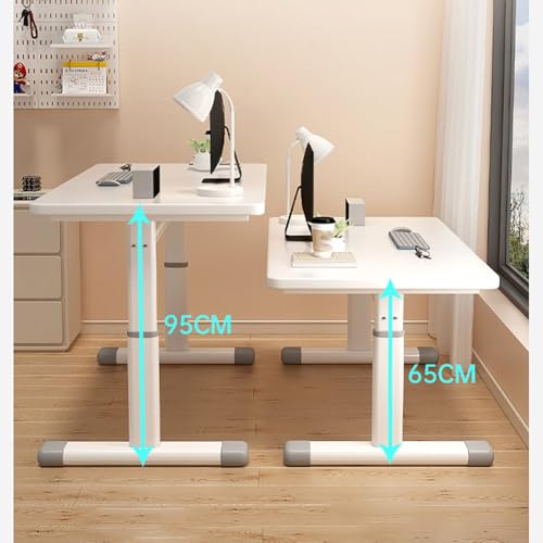 Adjustable Manual Standing Desk 80cm Height Adjustable Work Table Hand Crank Sit Stand Home Office Computer Desk Ergonomic Workstation in White (White 80cm) - size: 80cm