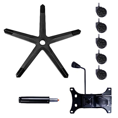 Frassie 28" Gaming Chair Base Replacement Set with Plate, Cylinder, Wheels | Heavy Duty Nylon Gamer Chair Base Replace Kit with 5 Casters Black - color: Black
