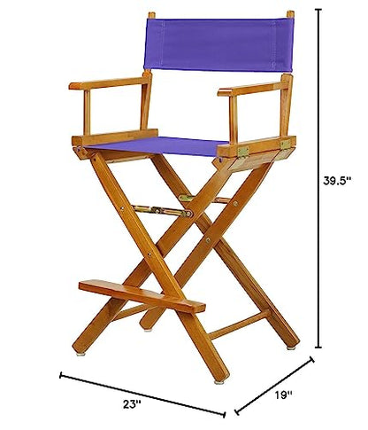 Casual Home 24" Director's Chair Honey Oak Frame-Purple Canvas - color: Honey Oak Frame/Purple Canvas, size: 24" - Counter Height, style: Honey Oak Frame