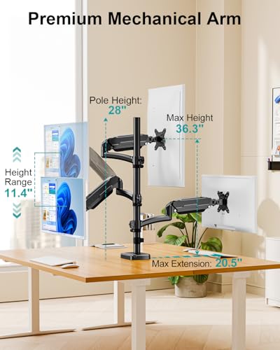 MOUNT PRO Triple Monitor Mount for Max 32" Computer Screen, Adjustable 3 Monitor Desk Mount, up to 19.8lbs Each, Three Display Arm with Tilt Swivel Rotation, VESA Mount 75x75/100x100mm - style: Max 32“ Gas Spring（stacked）