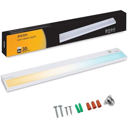 Hardwired Under Cabinet Lighting, 30in 20W LED Light for Kitchen/Closet, 1150lm, CRI>92, R9>90, 5 Color Temperature, Dimmable, 2700K-5000K(Warm White, Cool White, Daylight) - size: 30 inch