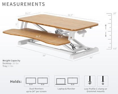 VIVO Real Bamboo 32 inch Standing Desk Converter, DESK-V000KO - color: Bamboo, size: 32"