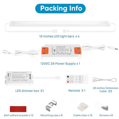 Under Cabinet Lighting Kit Plug in 21W 4000K Dimmable with Remote | Super Bright. 1 Remote Controls Multiple Light Kits Synchronously. For Kitchen Cabinet, Over Counter, Shelf. Cool White 4000K - color: Cool White 4000K