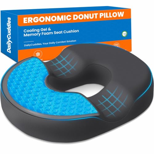 Donut Pillow Cooling Gel Memory Foam Cushion, XL, Grey - color: Gray, size: Large