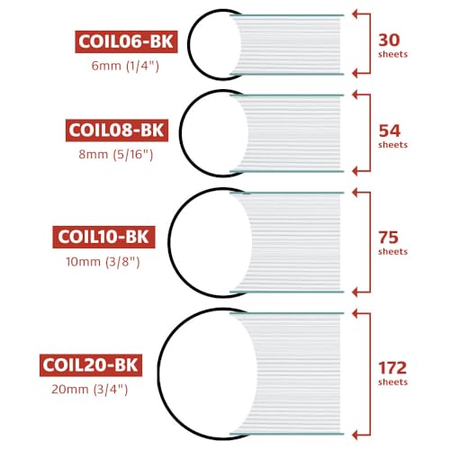 TruBind 8mm (5/16 in.) Spiral Binding Coils for Reports, Presentations and Proposals | 4:1 Pitch | 36 in. Length | Black | 54 Sheets Binding Capacity | 100 Pack