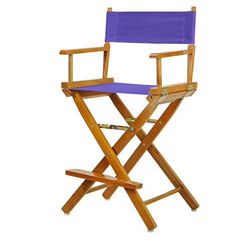 Casual Home 24" Director's Chair Honey Oak Frame-Purple Canvas - color: Honey Oak Frame/Purple Canvas, size: 24" - Counter Height, style: Honey Oak Frame