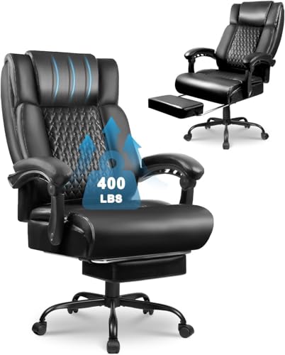 OFIKA Office Chair,Executive Heavy Duty Office Chair with Foot Rest Ergonomic High Back Computer Gaming Chairs Home Office 400lbs,Big and Tall with Lumbar Support (Black) - color: Foot Rest-black