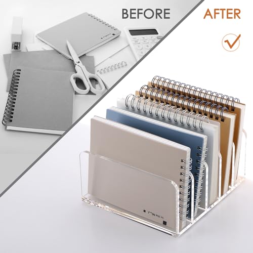 SANRUI Acrylic Mail Holder, 5-Slot Vertical Letter Sorter, Clear - size: 5 Slots