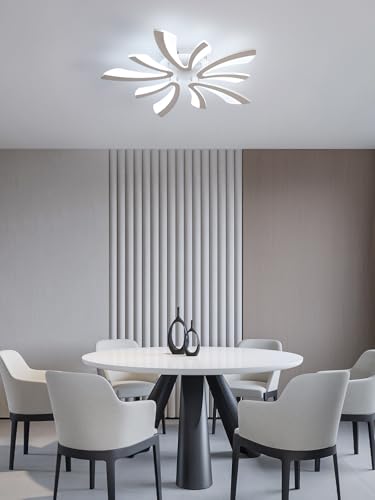 Goeco Modern Ceiling Light, 27.5'' LED White Acrylic V-Shaped Flush Mount Ceiling Lights, 6500K Ceiling Light Fixture for Living Room, Dining Room, Bedroom, Kitchen - color: White V Shaped-6500K