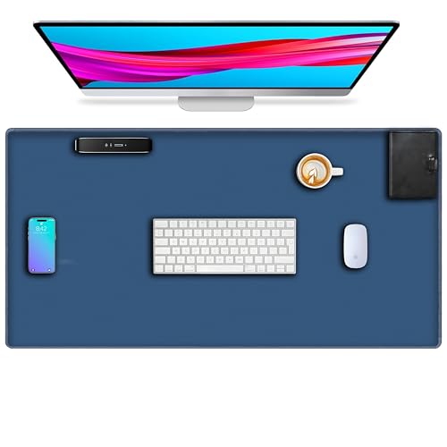 L&B Mercantile American Flag XXL Deskpad, Desk Mat for Computer Keyboard and Mouse – Patriotic USA Gaming Mousepad, Extra Long XL Mouse Pad for Laptop Office Desk. (Blue) - color: Blue