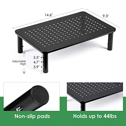 DOLALIKE 2 Pack Desktop Riser, 3 Height Adjustable Monitor stands for 2 Monitors, PC, Computer, Printer, iMac, Desktop Monitor Stand with Ventilated Platform for Airflow