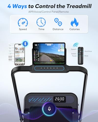Cardirun Walking Pad with Incline and Stable Handle Bar, Foldable Treadmill | 350+ lbs Capacity, 3.0HP Quiet Under Desk Treadmills for Home, Portable Treadmill with APP, Remote Control and LED Display - color: BLACK