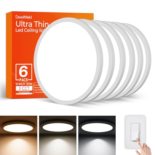 12 Inch White LED Flush Mount Ceiling Light Fixture (6 Pcs) - color: White, size: 12inch-6Pack