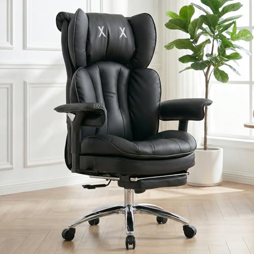 Big & Tall Office Chair, 400lbs Executive Chair with Footrest, Black - color: Black